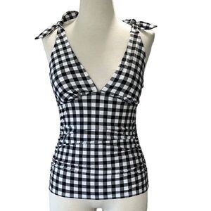 Kona Sol Bathing Suit Bikini Top Checkered Sz Small